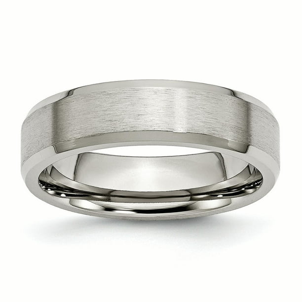 White Titanium 6MM Ring Wedding Band Brushed Center Shiny Beveled Edge SZ 5-12 